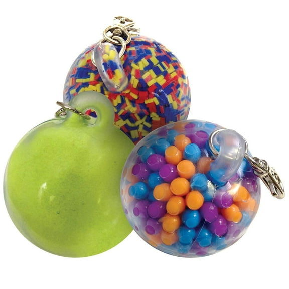 Fun and Function Durable Fidget Key Chain Balls with Clips 3 Diameter Balls for Keeping Fidgety Children Busy, Age 3+