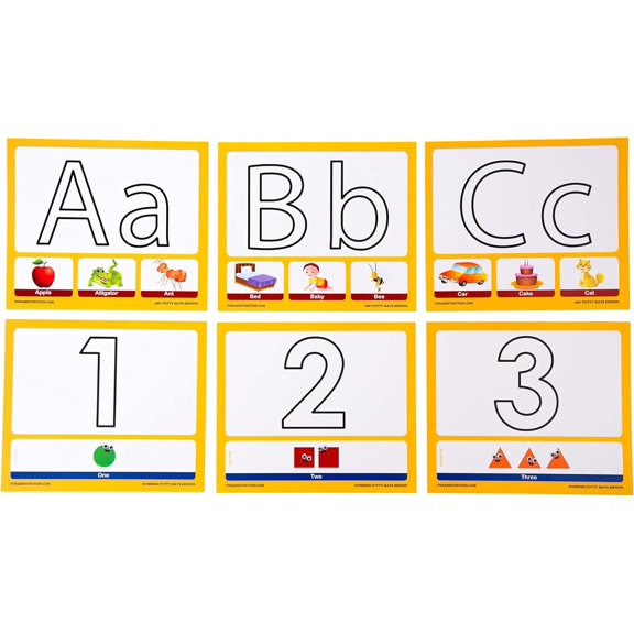 Fun and Function Hands-On ABC Putty Mats for Developing Fine Motor Skills  35 Illustrated Cards Measure 6x7, Ages 3+