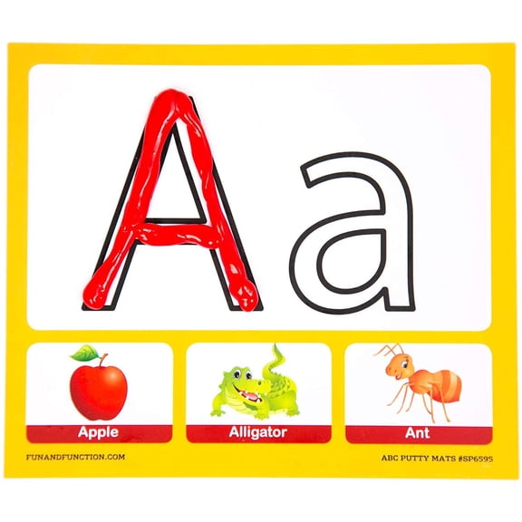 Fun and Function Hands-On ABC Putty Mats for Developing Fine Motor Skills 35 Illustrated Cards Measure 6x7, Ages 3+