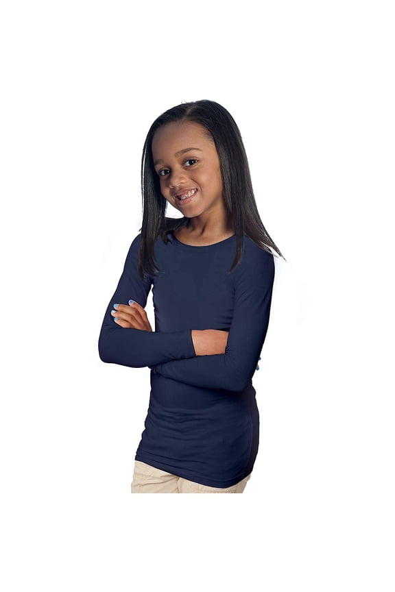 's Navy Long Sleeves Hug Tee Shirt for Deep Pressure for Kids with Sensory Issues - Size 6-7