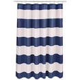 thumbnail image 1 of Fun and Playful Blue/Light Grey Rugby Stripe Microfiber Bathroom Shower Curtain - Blue/Light Grey Rugby Stripe, 72 Inch, 1 of 5