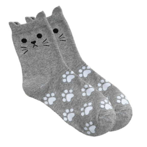 Fun and Stylish Cats Themed Socks for Women Kitten Ear Cats Paws Print Cotton Middle Calf Socks Hosiery for Lover