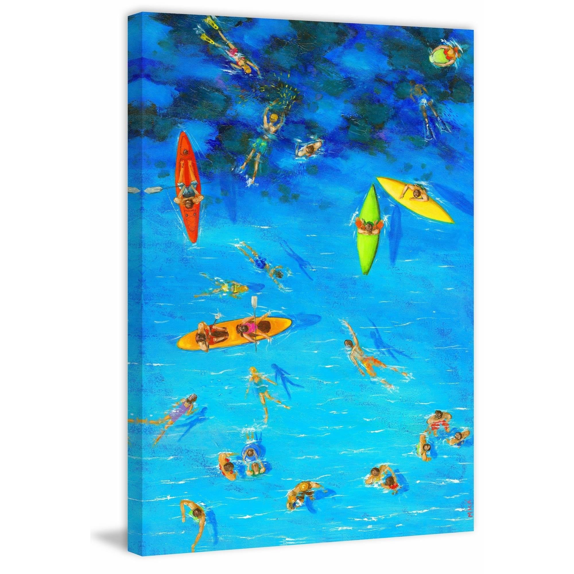 Fun in the Sea Blue Canvas Painting Print