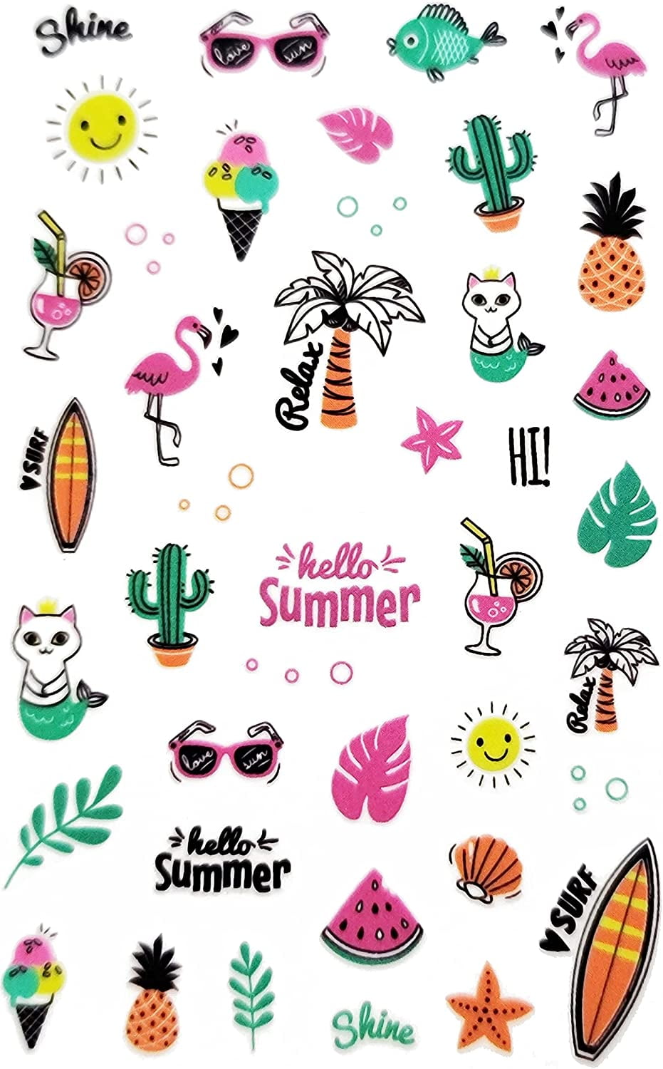 Fun in the Sun nail art Beachy nail stickers, cocktails, sunnies and more