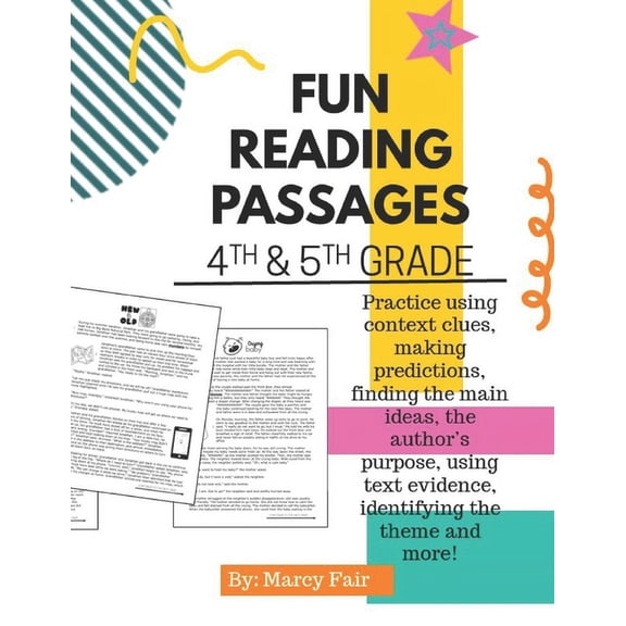 Fun reading passages for 4th grade & 5th grade: Practice using context clues, making predictions, finding the main ideas, the author's purpose, using text evidence, identifying the theme, and more! (P