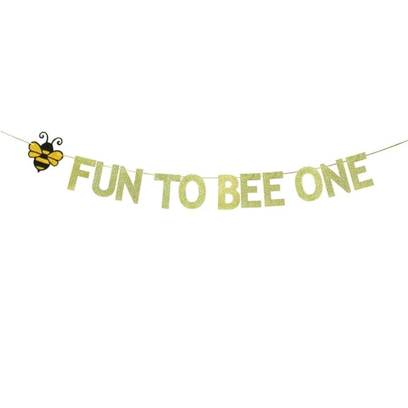 Fun to Bee One Banner Happy Bee Day Decoration Boy Girl First Birthday Bumble Bee Themed Party Decor.