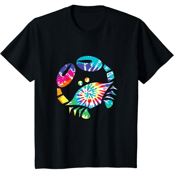 Fun toy crab illustration tie dye graphic Tee Shirt T-ShirtMen's and women's gift, black and white T-shirt, size: Extra large S-4XL