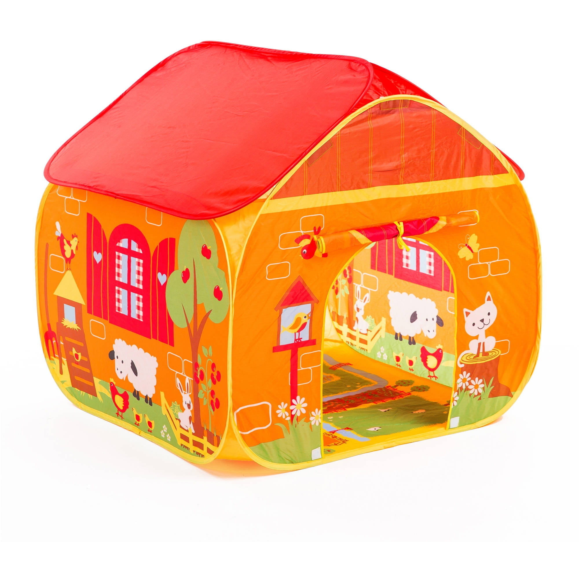 Bright Farm-Themed Pop-Up Play Tent with Mat