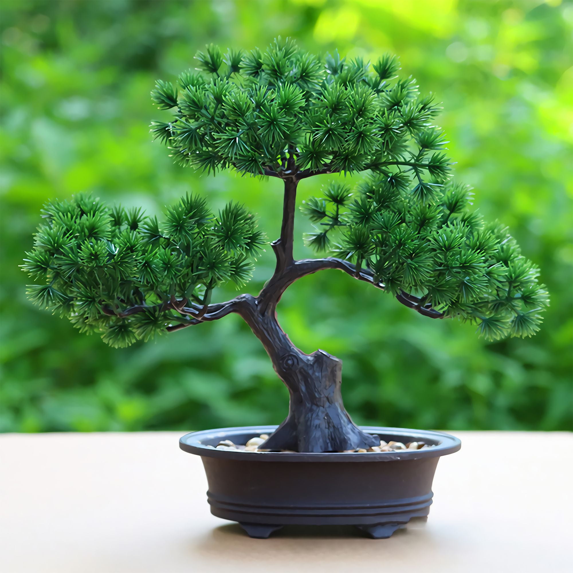 FunBuy 10 Inch Green Artificial Bonsai Tree for Home Office - Walmart.com