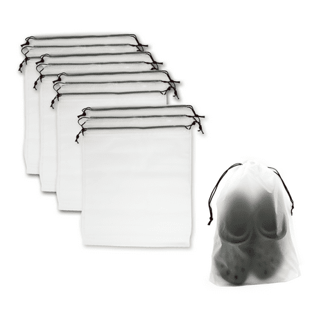 FunBuy 12PCS Translucent Travel Shoe Bags with Drawstring - 16"x12"