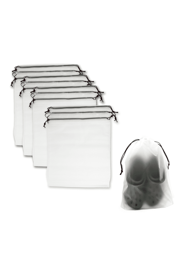 12PCS Translucent Travel Shoe Bags with Drawstring - 16"x12"