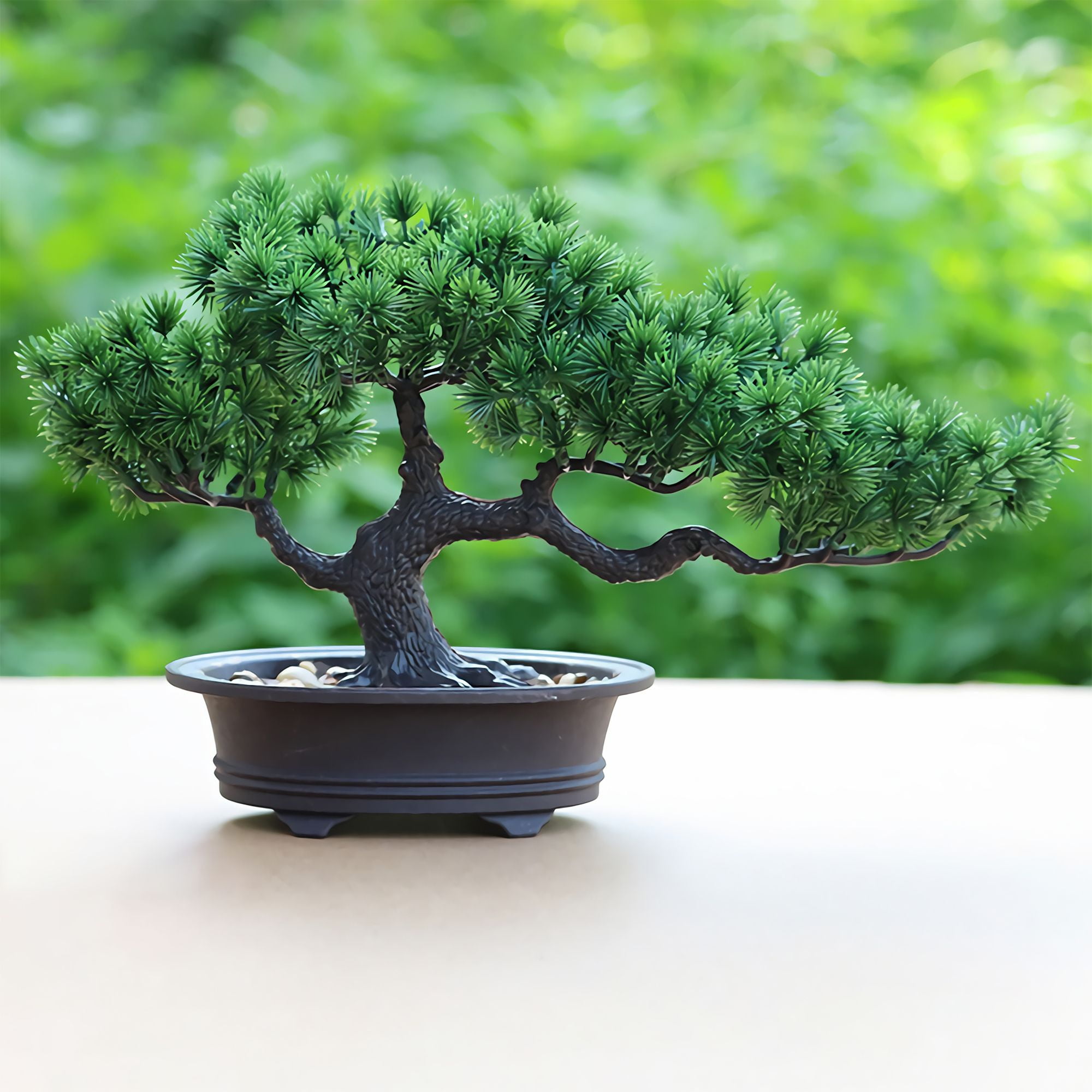 FunBuy Green Artificial Bonsai Tree - 10 Inch Pinus Hwangshanensis Fake  Plants Zen Ornaments for Home Office - Walmart.com