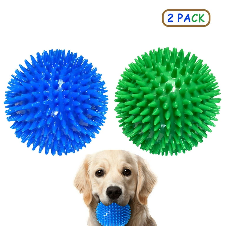 FunChaos 2 Pack Dog Squeaky Toys Spiky Dog Balls Chewing Toy for
