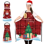 FunChaos Red Aprons Christmas Aprons Plus Size, Kitchen Apron for Women Men, Adjustable Cooking Chef Aprons Waterproof Bib Aprons Cute Xmas Party Gift, 2Pack