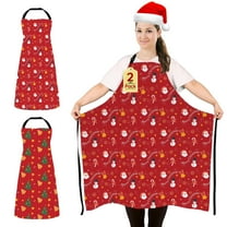 FunChaos Red Aprons Christmas Apons Plus Size, Kitchen Apron for Women Men, Adjustable Cooking Chef Aprons Waterproof Bib Aprons Cute Xmas Party Gift,2 Pack