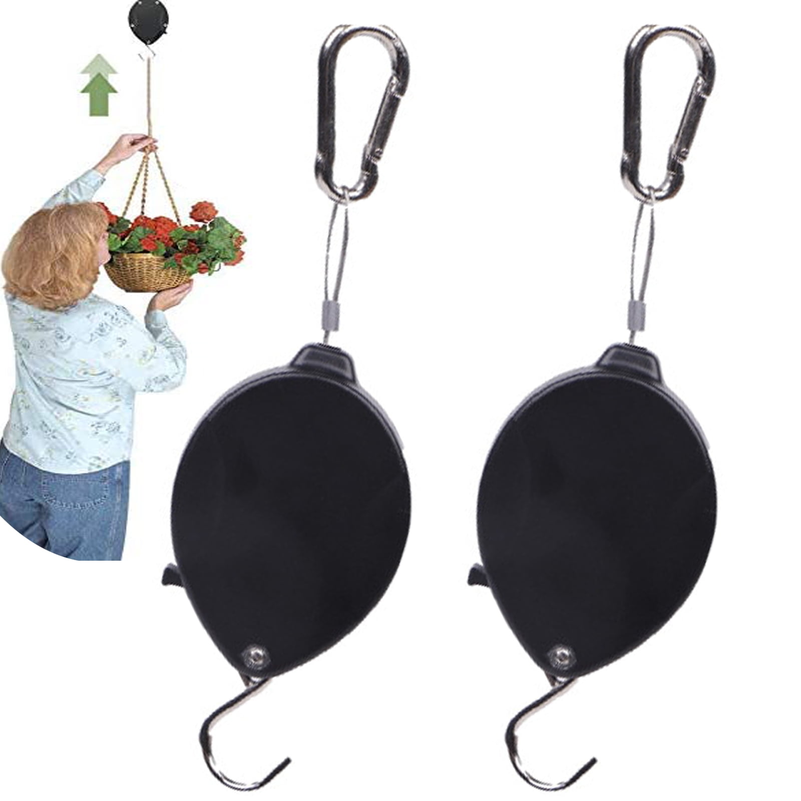 FunChaos 2 Pcs Retractable Plant Hangers, Plant Pulleys for Hanging