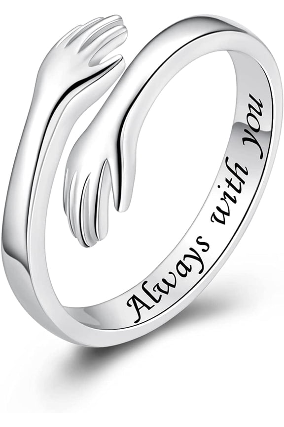 Sterling Silver Plated Rings for Women , Adjustable Hug Ring Jewelry Gift for Women
