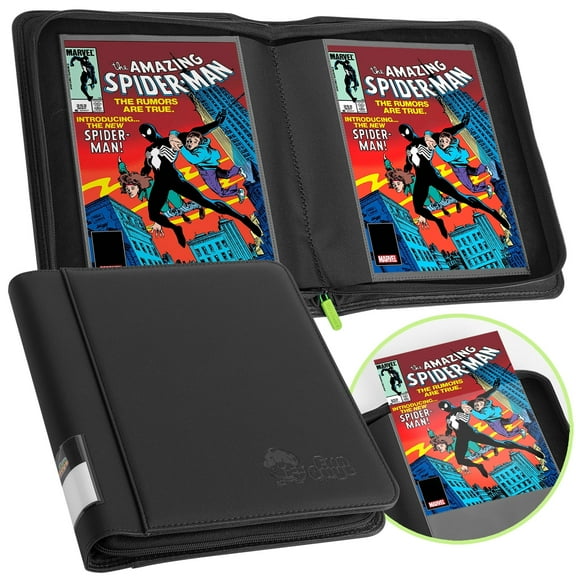 FunGuys Comic Book Binder, 1 Pocket, Holds 32 Comic Book, Black and Black