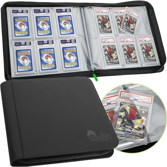 FunGuys Graded Card Binder, 6 Pocket, Holds 60 PSA Trading Cards, Black