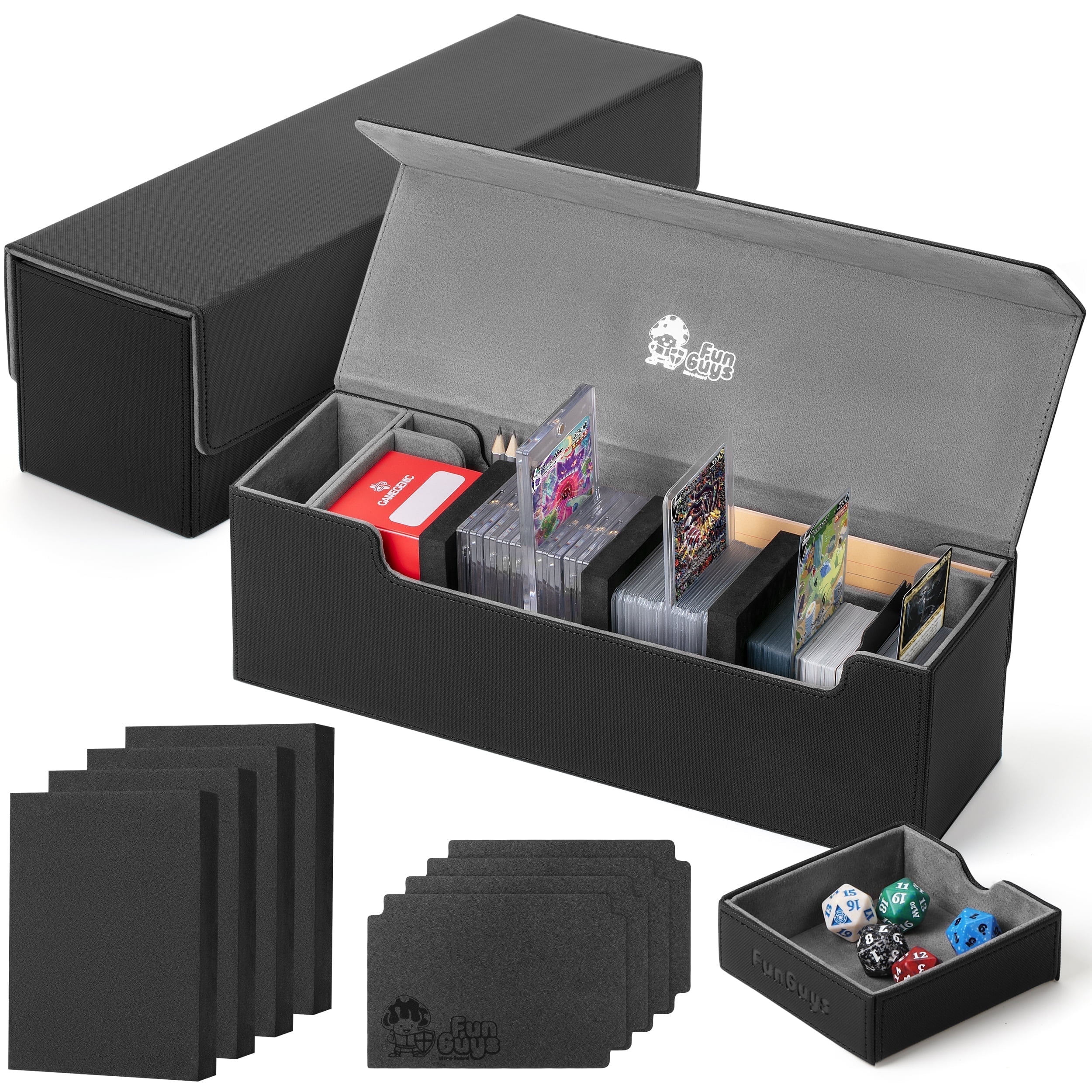 FunGuys Mtg Deck Box for Trading Cards, Card Deck Box Storage Holder for TCG 450+, Dice Tray