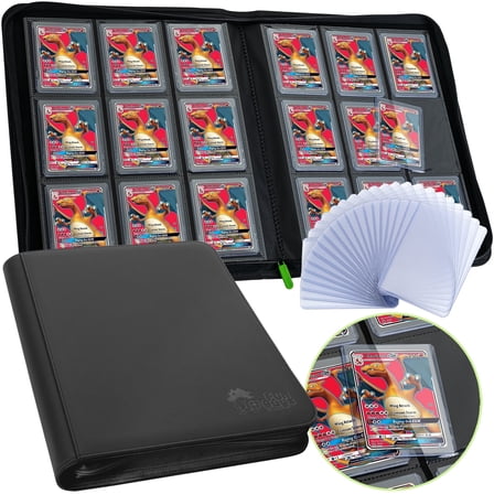 FunGuys Top Loader Binder, 9 Pocket, Holds 252 Trading Cards, Toploaders Storage, Black