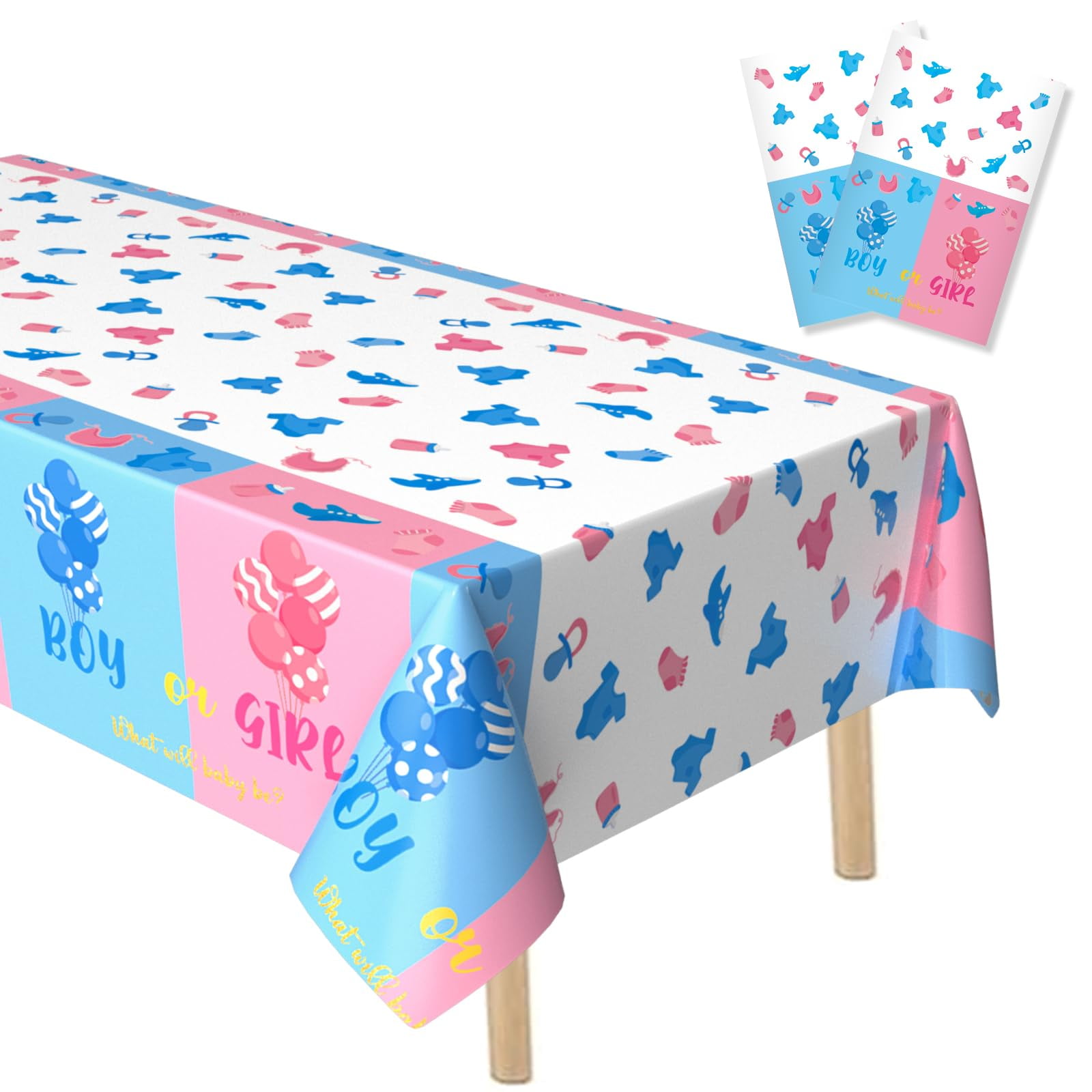 FunHot Gender Reveal Decorations, CI30 Baby Shower Tablecloths, 2 Pcs