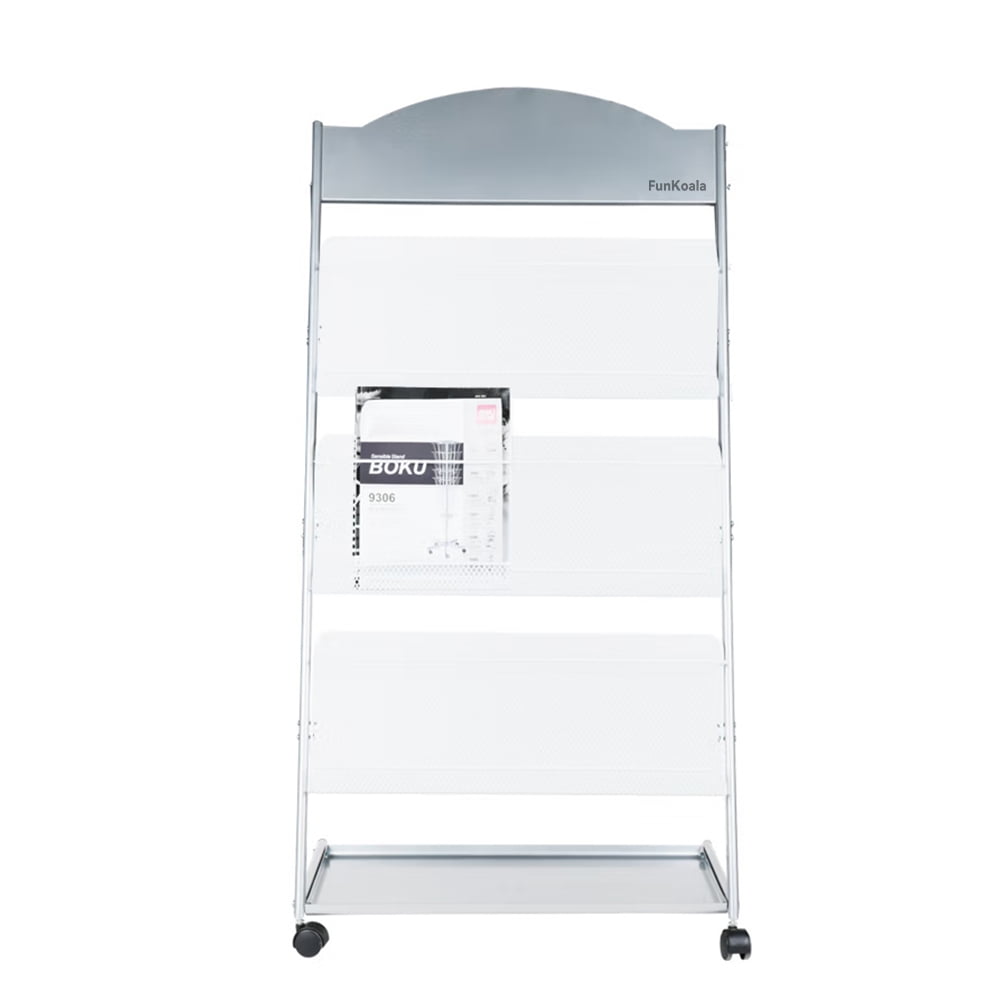 4-Tier Floor-standing Magazine Rack White Newspaper Storage