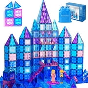 FunMagic 102pcs Magnetic Tiles - 3D Diamond Building Blocks for Pretend Play, Magnetic Toys Birthday Gifts for Your Kids