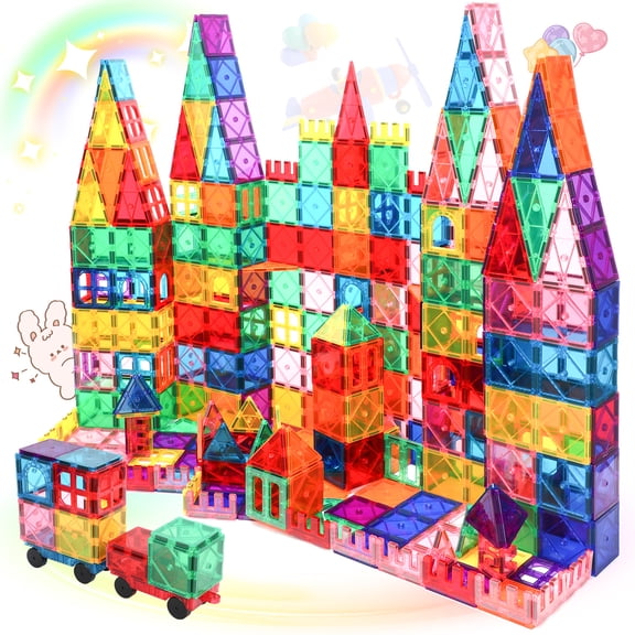 Block 19 FunMagic Mini Magnetic Tiles, 32PCS Travel Magnetic Blocks with Case ...