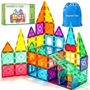 FunMagic Magnetic Tiles, 60pcs Magnetic Blocks for Kids, Magnet Building Set,STEM Sensory Educational Toys Gift for Toddlers Kids 3 4 5 6 7 8 Year Old
