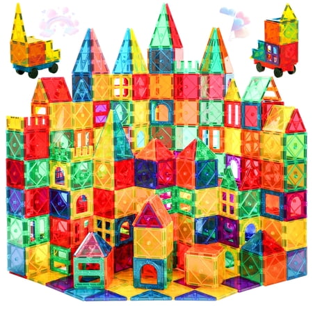 FunMagic Magnetic Tiles Kids Toys STEM Magnet Toys for Toddler Magnetic Blocks Building Toys Preschool Learning Sensory Montessori Toys for 3+ Year Old Boys and Girls