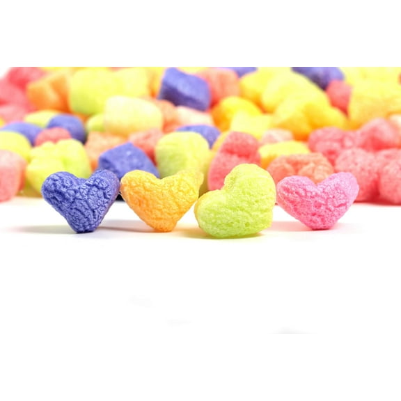 FunPak Plant Based Biodegradable Packing Peanuts 1.5 cu ft Bag Compostable Hearts-Rainbow
