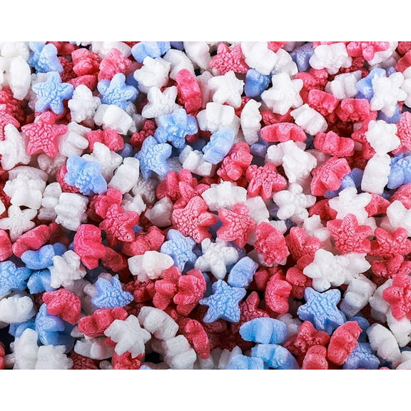 FunPak Plant Based Biodegradable Packing Peanuts 1.5 cu ft Bag Compostable Red, White, Blue Stars