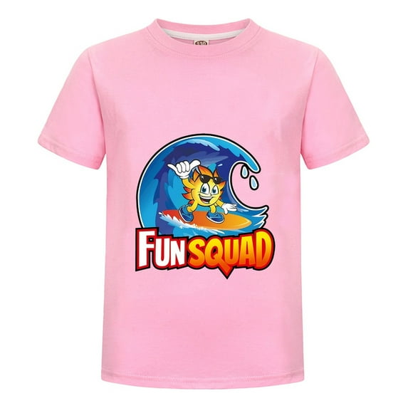 FunSquad Surf Cartoon Kids T-Shirt – Boys Girls Short Sleeve Cotton Graphic Tee Summer Outfit Casual Playwear Youth Birthday Gift Shirt