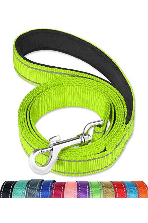 4FT Reflective Dog Leash with Soft Padded Handle for Training,Walking Lead for Large & Medium Dog,1 Inch Wide,Green