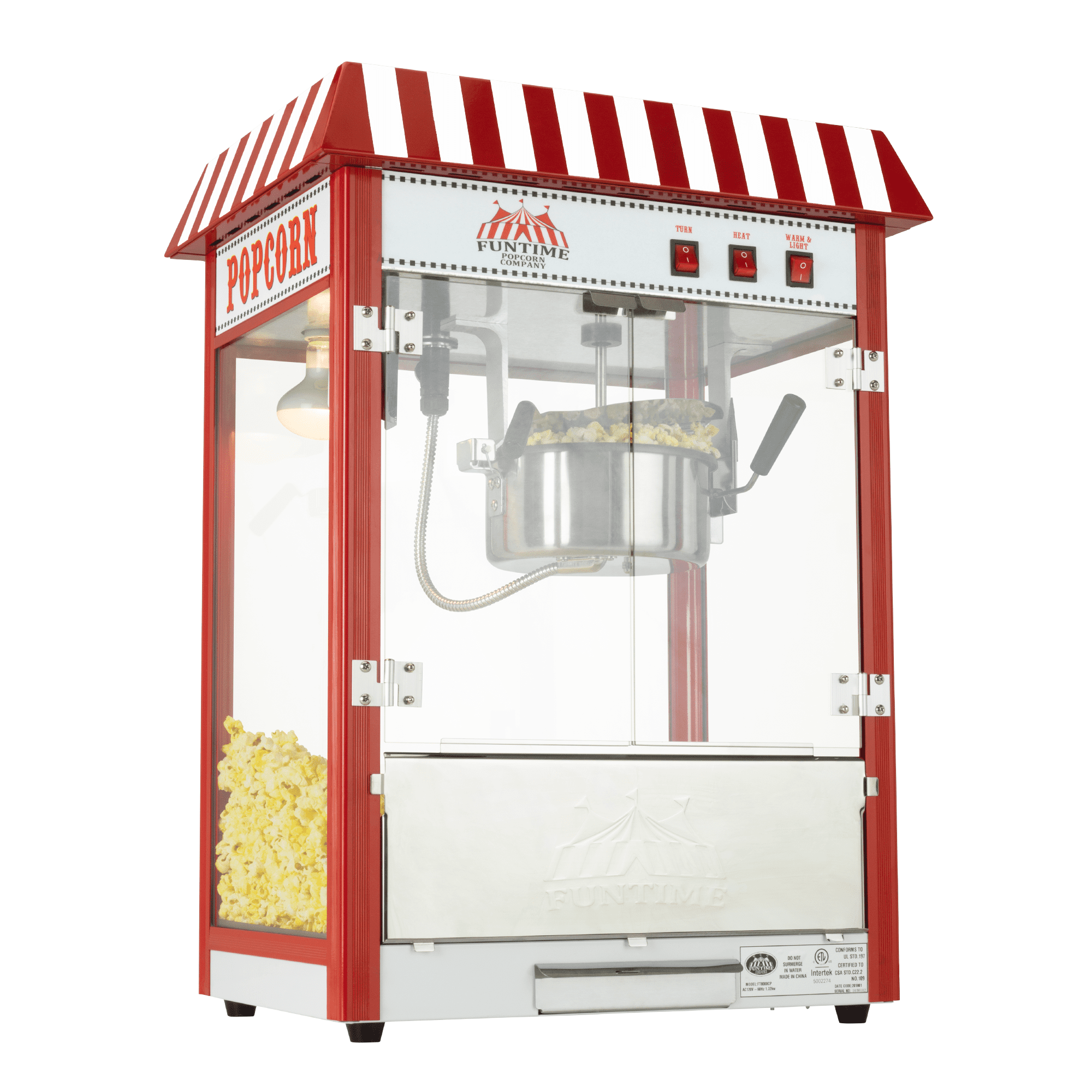  Nostalgia Popcorn Maker Professional Cart, 8 Oz Kettle Makes Up  to 32 Cups, Vintage Movie Theater Popcorn Machine with Three Candy  Dispensers and Interior Light, Measuring Spoons and Scoop, Ivory 