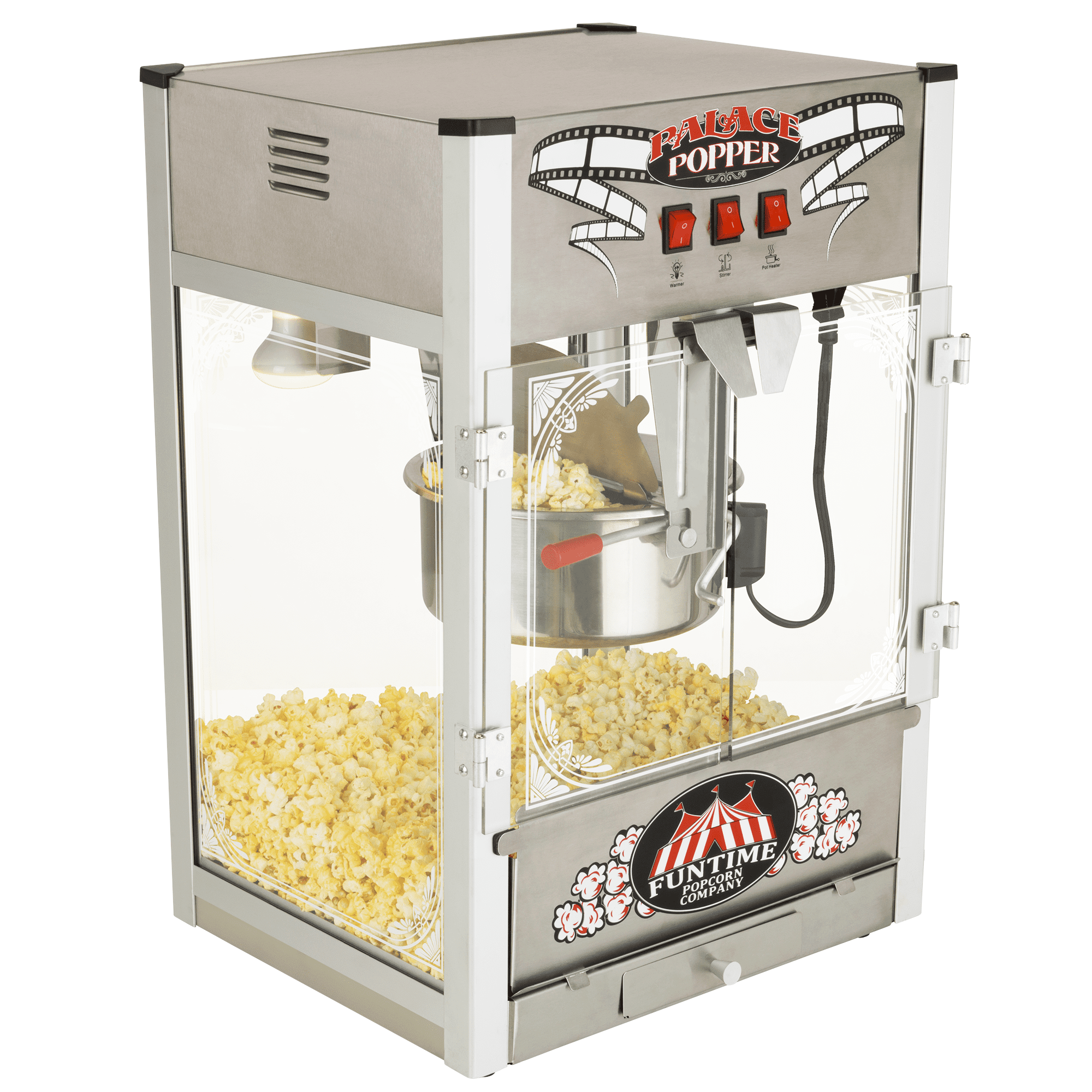  West Bend Stir Crazy Popcorn Machine Electric Hot Oil Popper  Includes Large Lid for Serving Bowl and Convenient Nesting Storage,  6-Quart, Red: Home & Kitchen