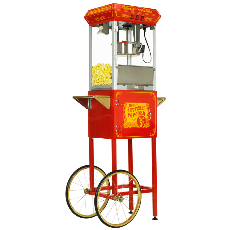 VEVOR Popcorn Popper Machine 8 Oz Popcorn Maker with Cart 850W 48 Cups Red