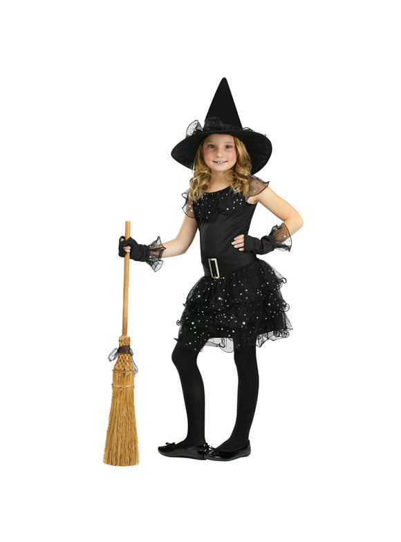 FunWorld Costumes Black Glitter Witch Girl's Costume Large 12-14