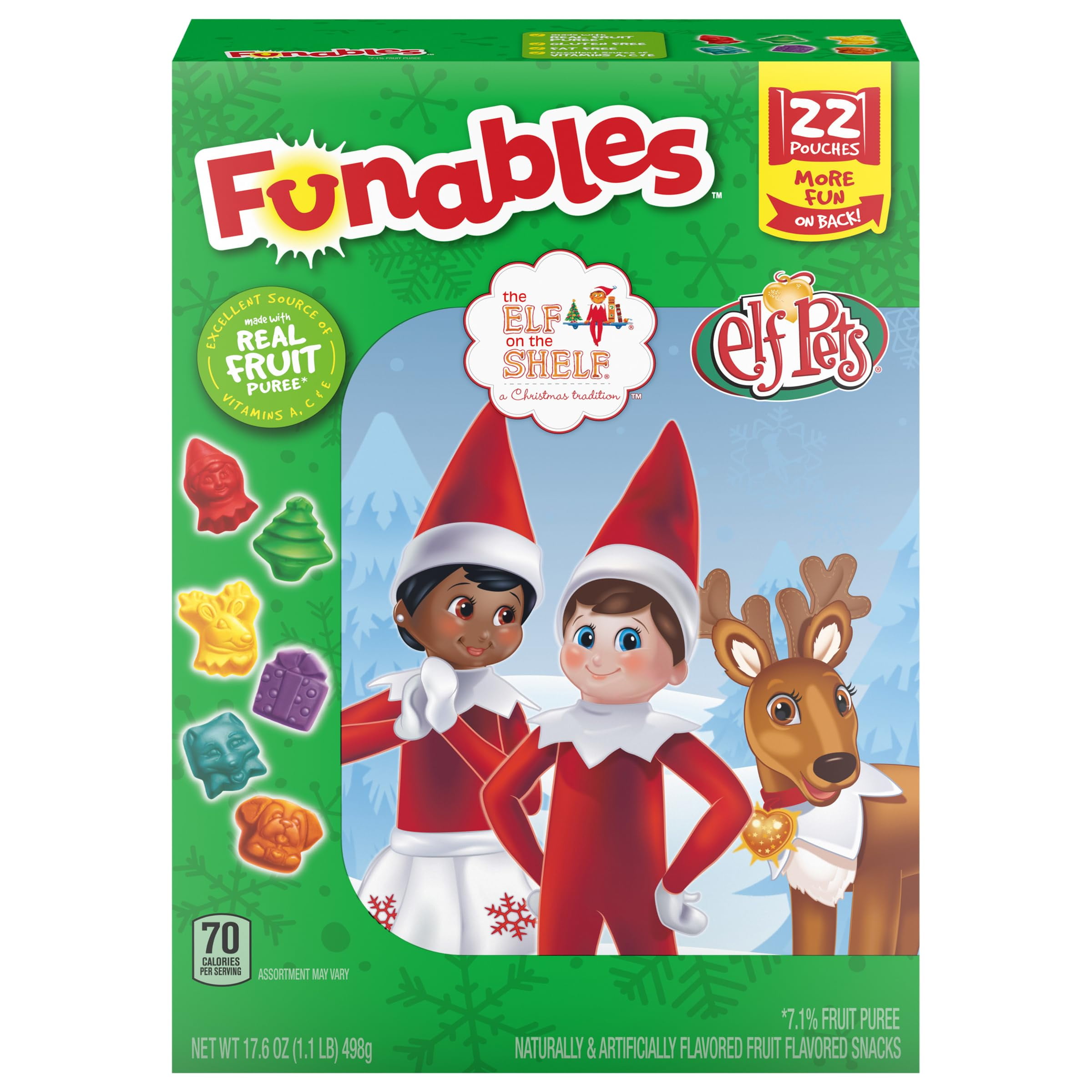 Funables Elf on the KF05 Shelf Holiday Fruit Snacks, 22ct Box Perfect