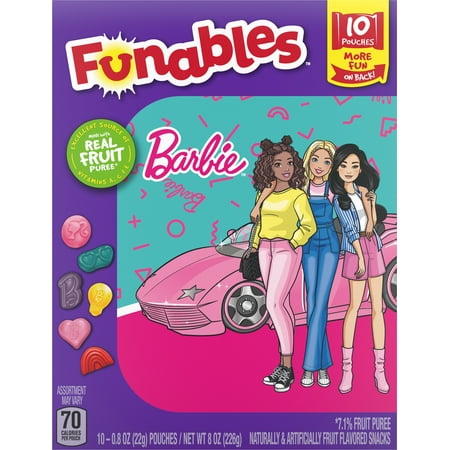 Funables Fruit Flavored Snacks, Barbie, 0.8 oz, 10 Count