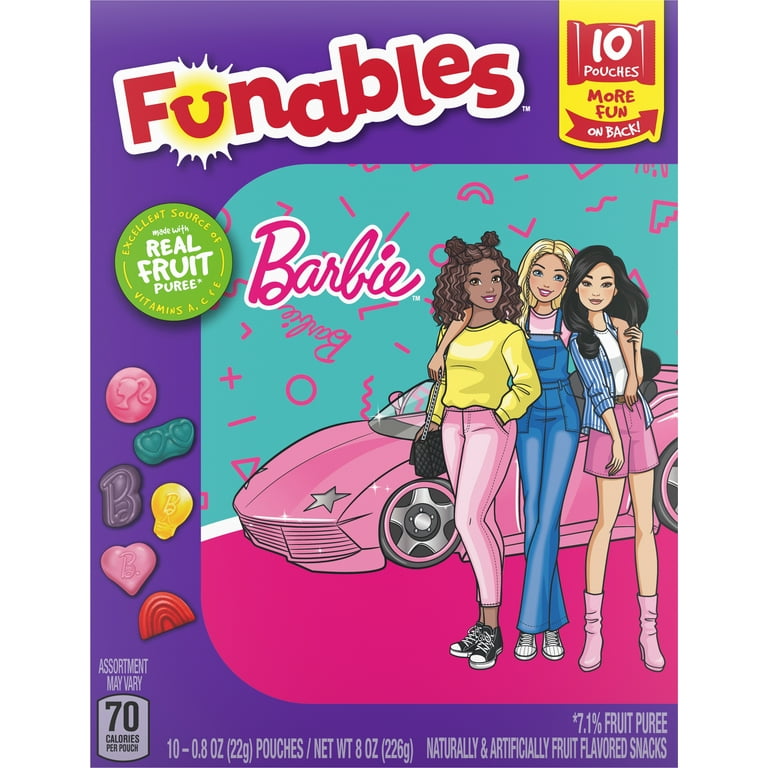 Funables Fruit Flavored Snacks, Barbie, 0.8 oz, 10 Count 