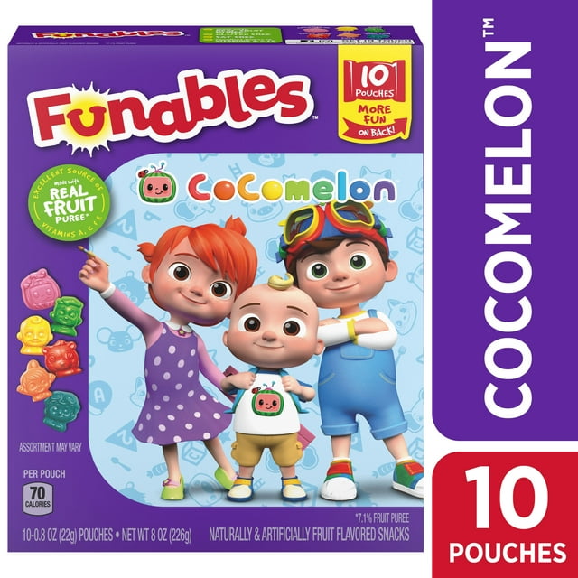 Funables Fruit Flavored Snacks, Cocomelon, 0.8 oz, 10 count