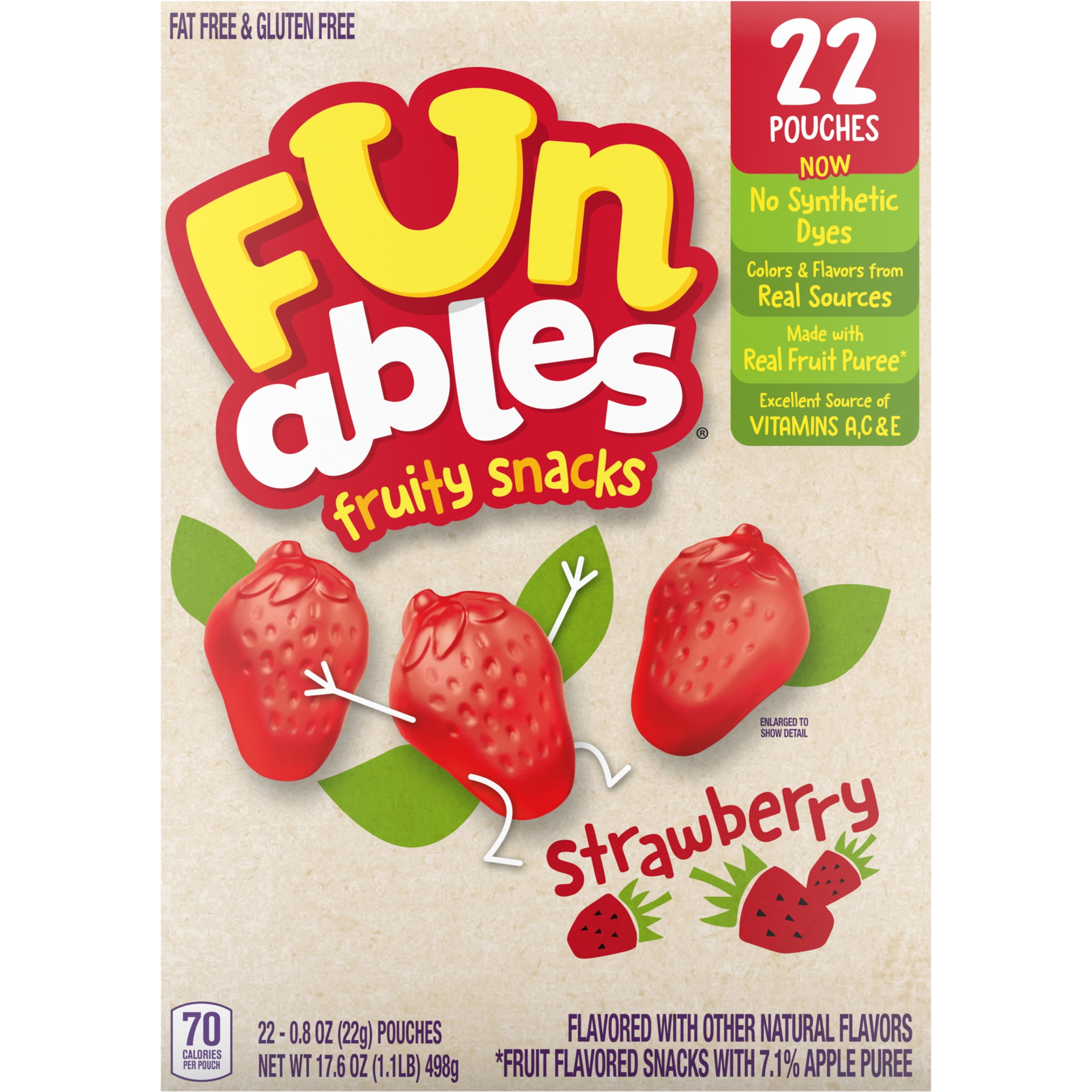 Funables Low Fat Kids Fruit Snacks, Strawberry Flavor