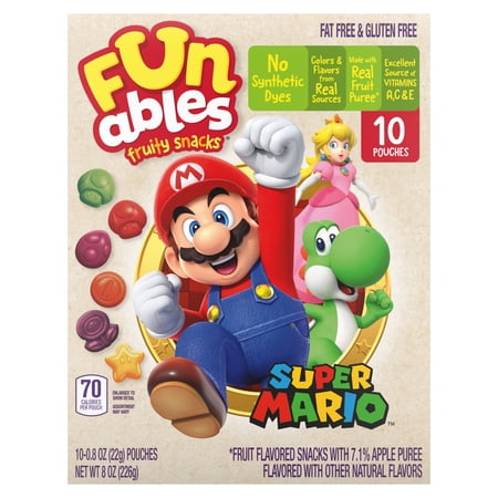 Funables Fruity Snacks Super Mario, Assorted Fruit Flavored Snacks, 10 Count