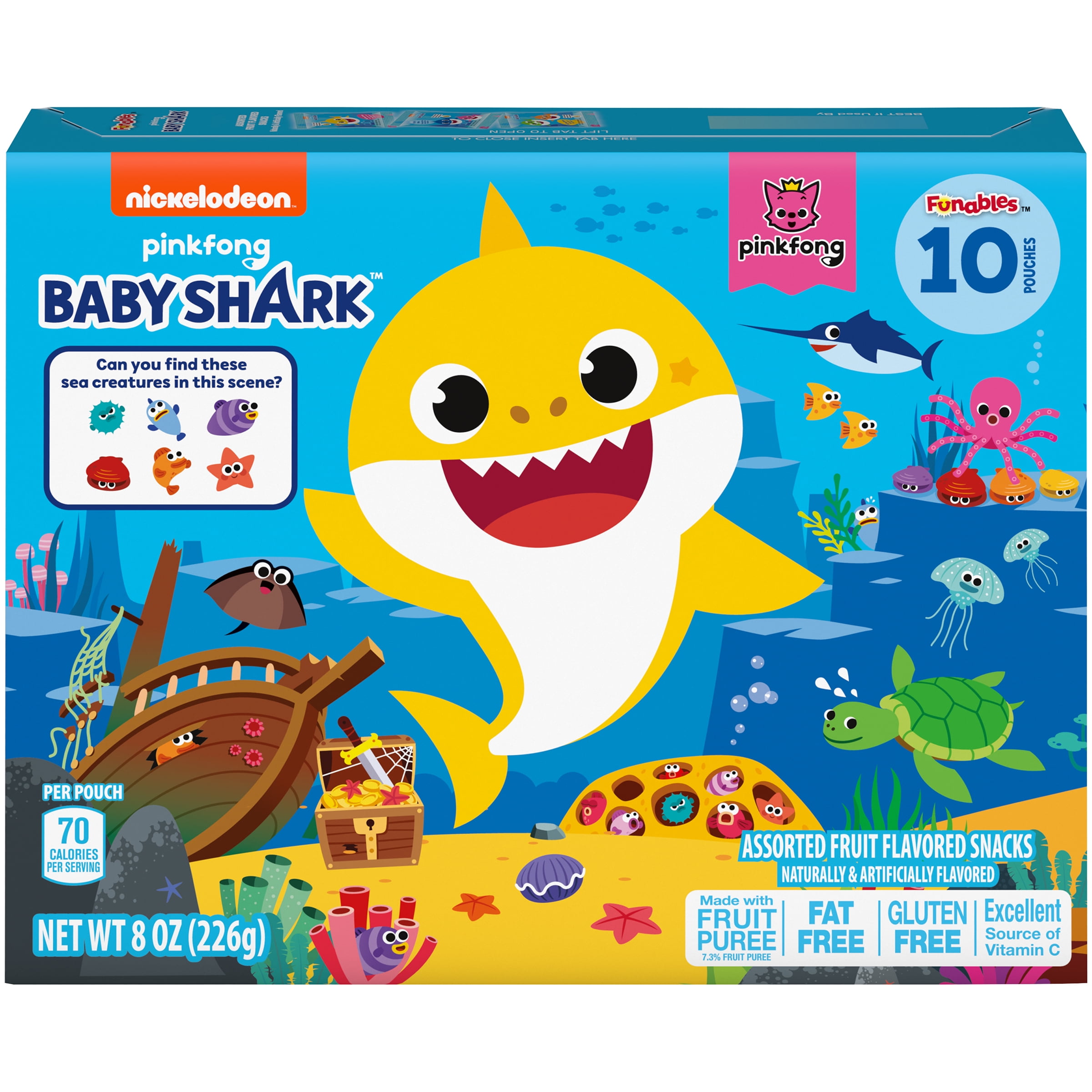 Funables Fruit Snacks, Baby Shark Shaped Fruit Flavored Snacks, 0.8