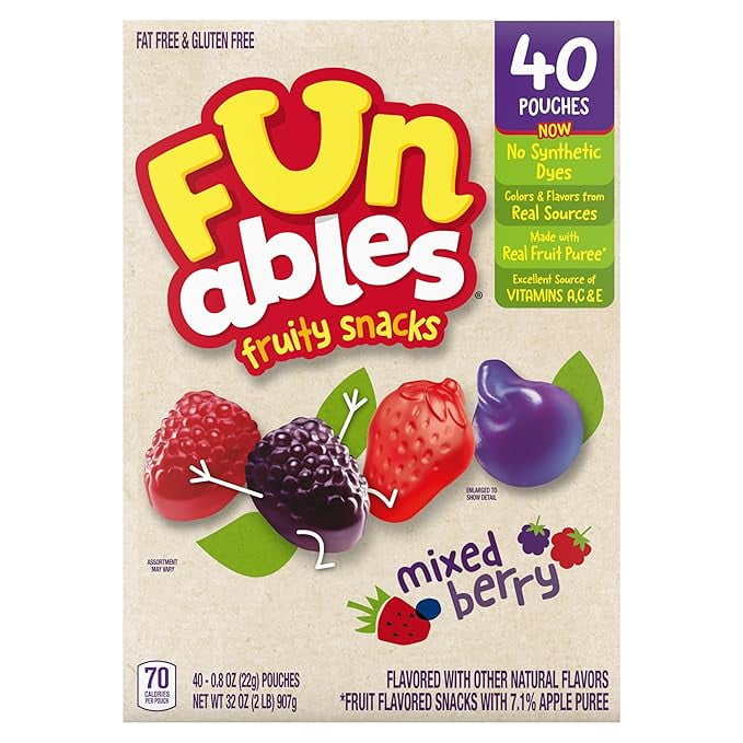 Funables Fruity Snacks, Mixed Berry Flavored Snacks, 32 oz 40 ct( Pack of 2 )