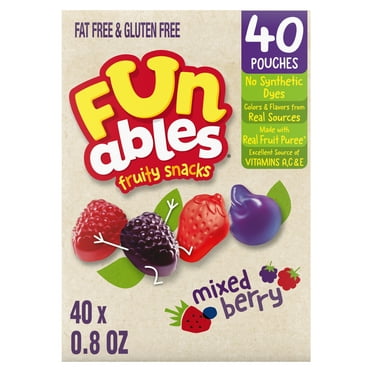 Funables Fruity Snacks, Mixed Berry Flavored Snacks, 0.8 Ounce Pouches, 40 Count