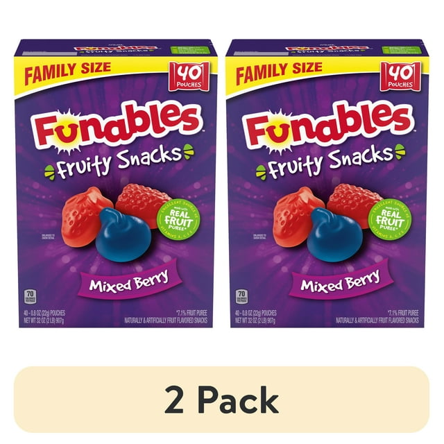 Shop (2 pack) Funables Fruit Flavored Snacks, Mixed Berry, 0.8 oz, 40