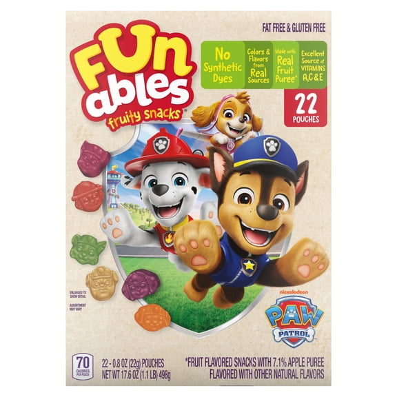 Funables Fruity Snacks PAW Patrol, Assorted Fruit Flavored Snacks, 22 Count